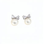 Sweet Shiny Bow Stud Earrings Women Zircon Pearl Small Earrings Elegant Delicate Versatile Christmas Party Jewelry Accessories