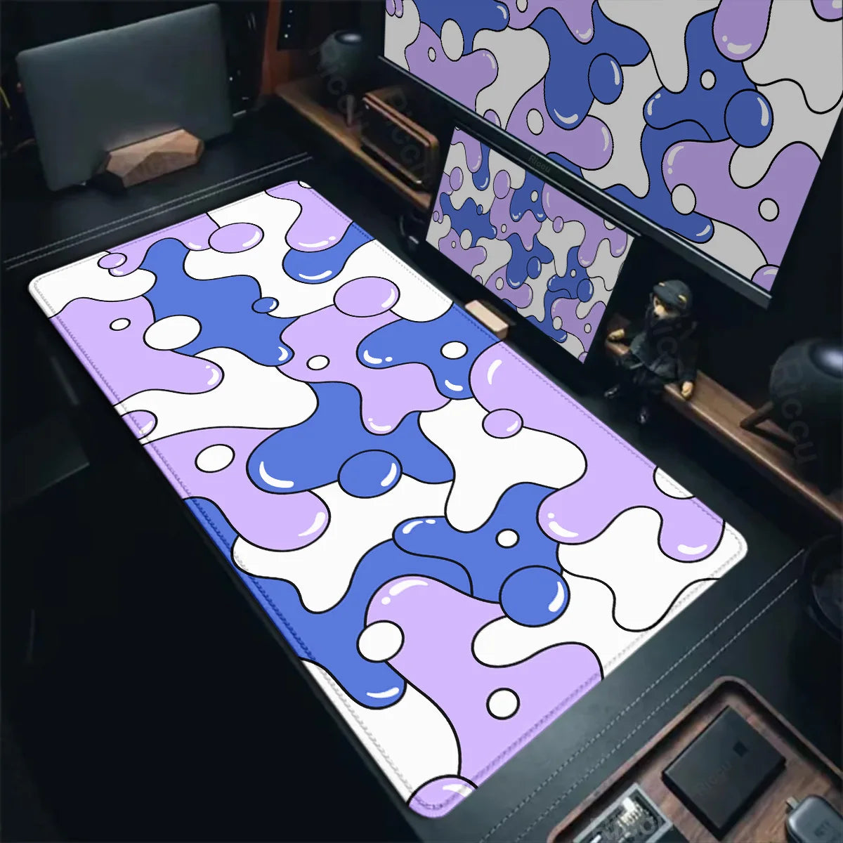 Gaming Mouse Pads Large Size Table Pad Blue White Strata Liquid Mouse Pad Computer Play Mat Leather Mouse Pad Keyboard Desk Mat
