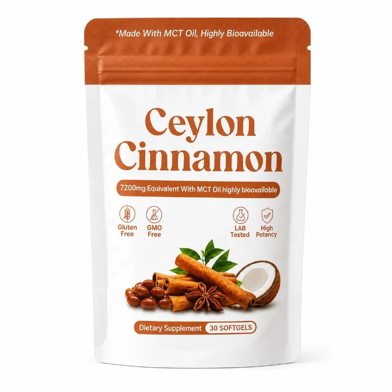 Ceylon Cinnamon Softgels with MCT Oil for Metabolism Support, Highly Bioavailable, Non-GMO, Gluten-Free, 30 Softgels