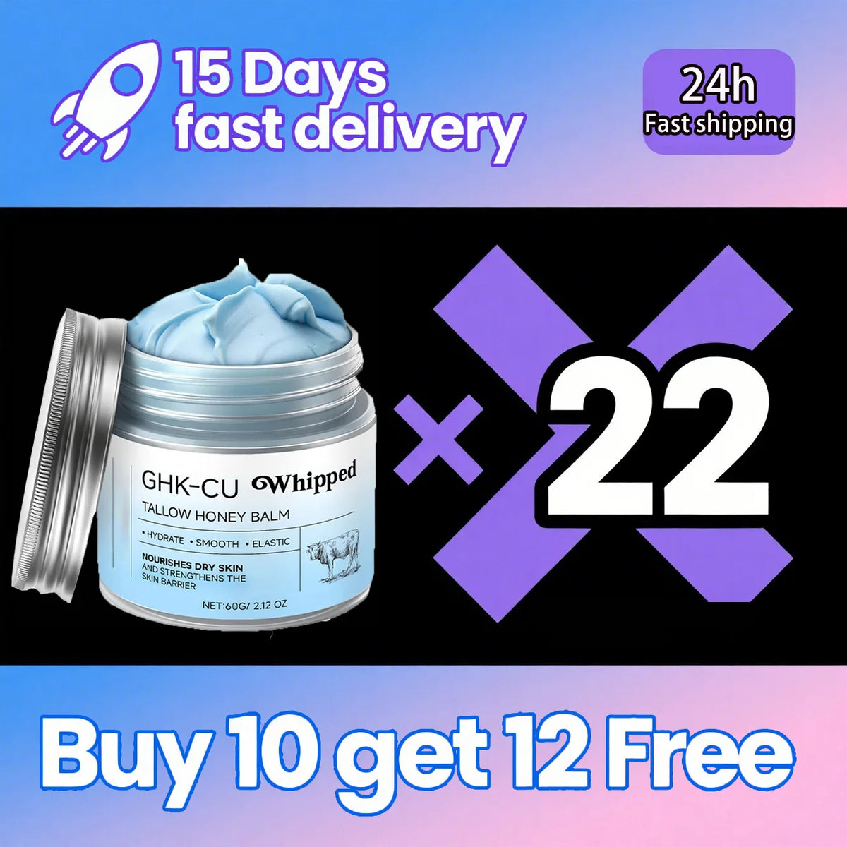 Copper Peptides GHK-Cu Beef Tallow for Skin: Blue Balm Manuka Honey Face and Body Moisturizer for Mature, Dry & Sensitive Skin