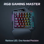 Ergonomic 35-Key Gaming Keyboard with RGB Lighting USB Powered One-Handed Design Thin Film Keys for Enhanced Gaming Experience