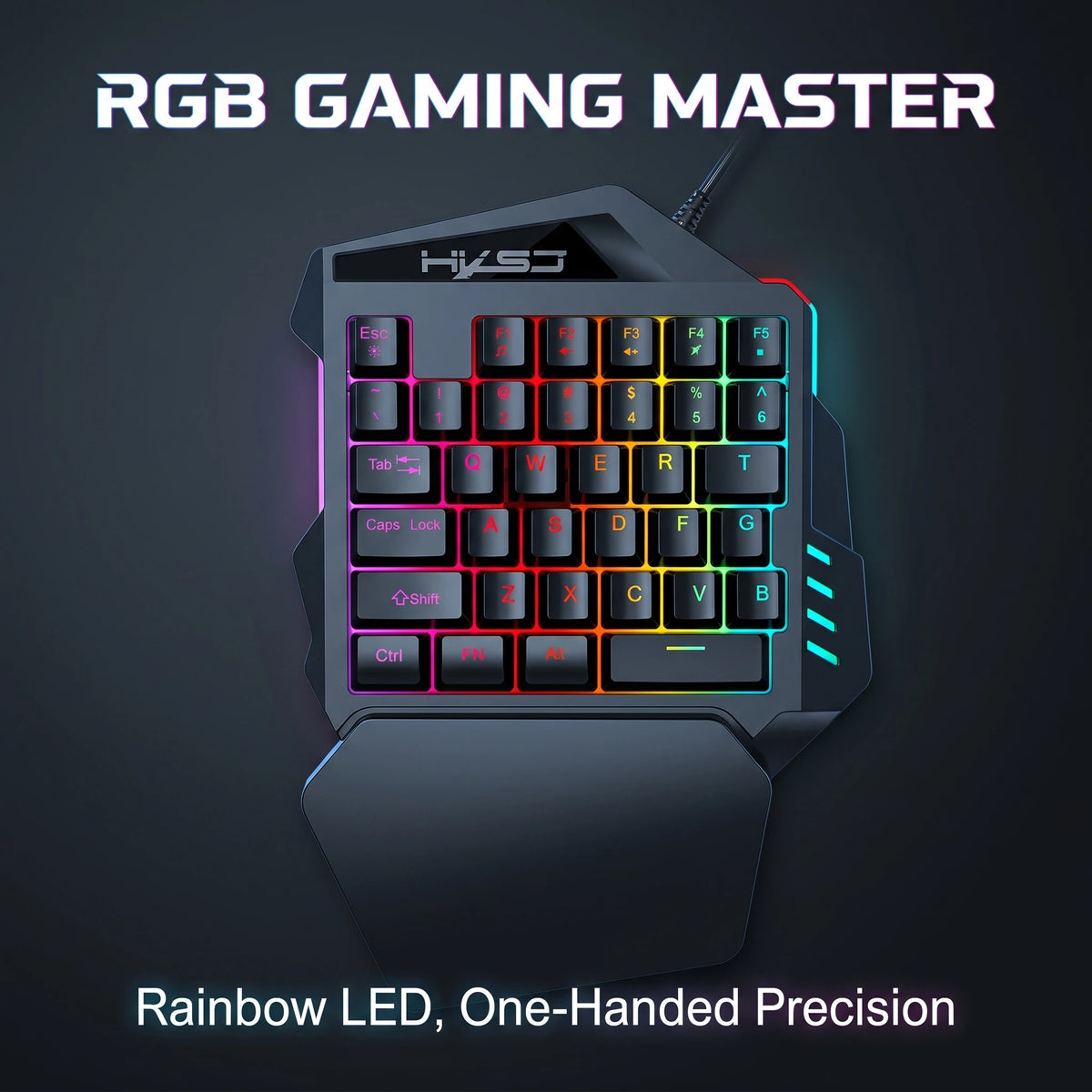Ergonomic 35-Key Gaming Keyboard with RGB Lighting USB Powered One-Handed Design Thin Film Keys for Enhanced Gaming Experience