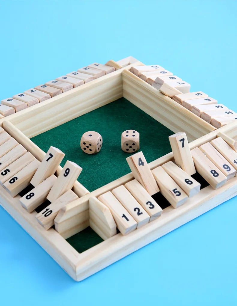 Montessori Wooden Board Game Kids Learning Educational Toys 10 Numbers Four Sided Shut Party Club Games Interesting Family Game
