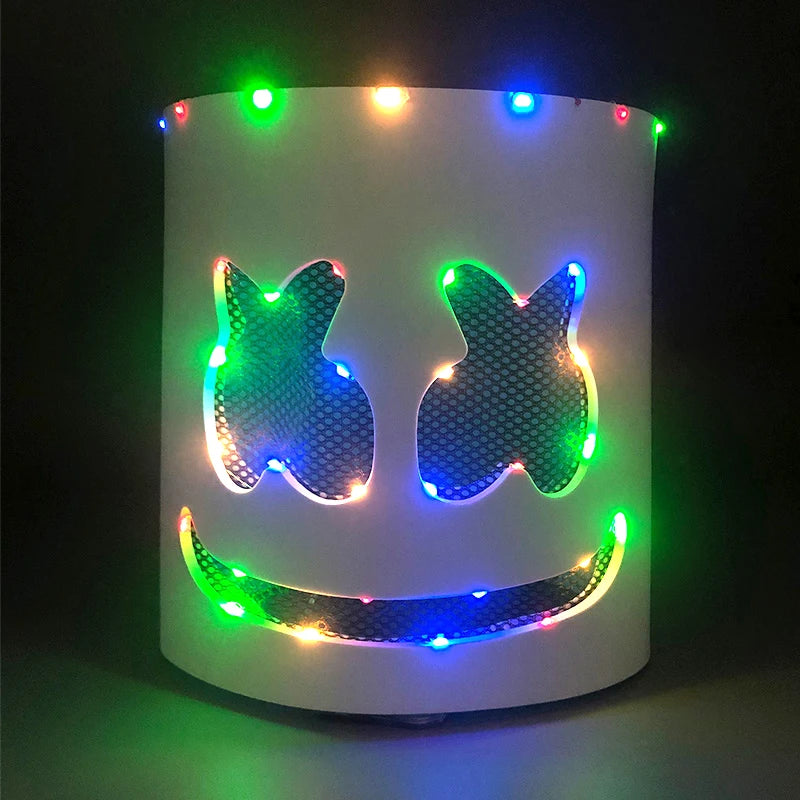 Fashion Luminous LED Mask DJ Costumes Accessories Glow Supplies Neon Light Marshmallow  Mask For Music Festival Nightclub Dance