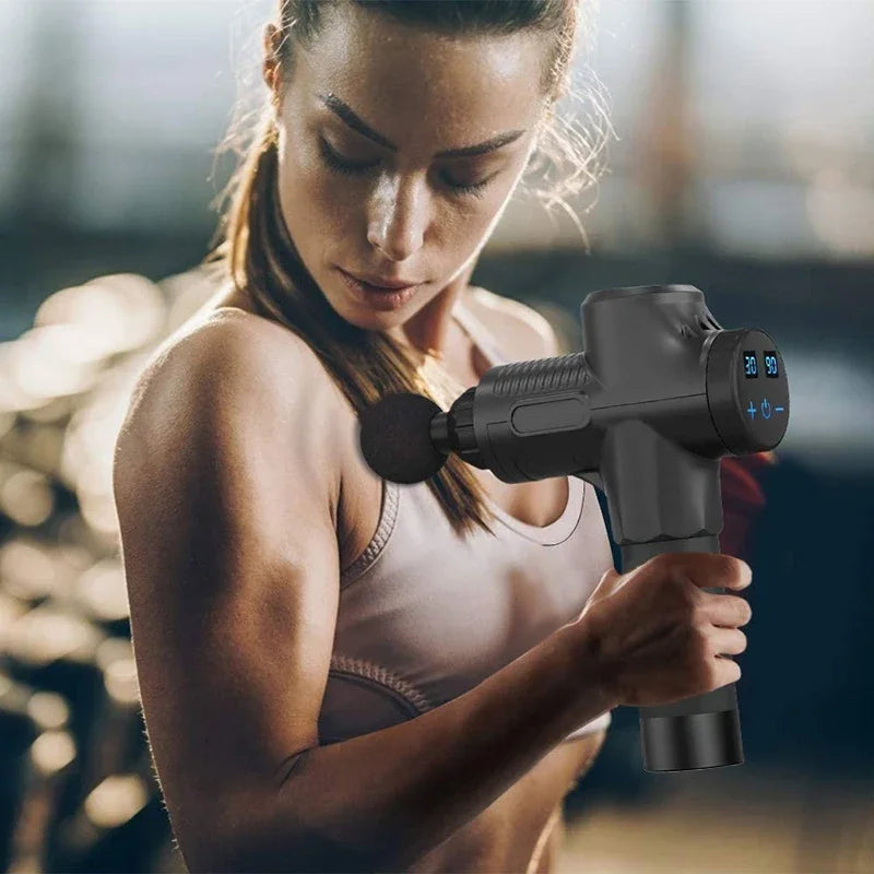 Fascial Massage Gun Electric Percussion Pistol Massager Body Neck Back Deep Tissue Muscle Relaxation Massage Gun Fitness