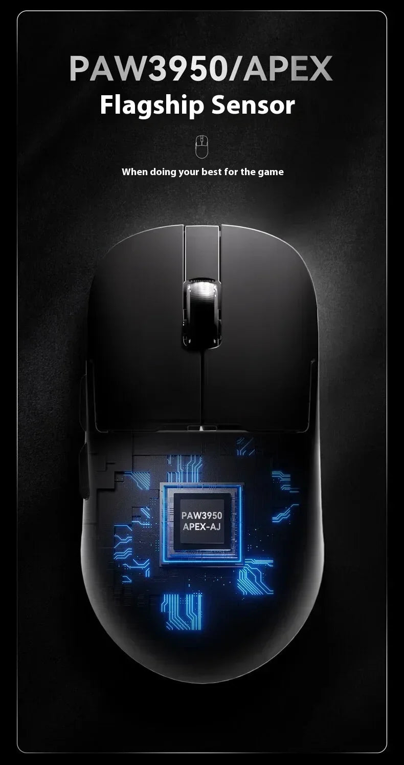 AJAZZ AJ159 APEX Mouse Tri Mode Wireless 8K PAW3950 Sensor Low Latency Gaming Mouse Charge Base Customize Lightweight Pc Gamer
