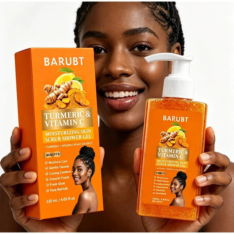 Turmeric Orange Vitamin C Body Wash Fresh Fragrance Shower Gel Moisturizing Brightening Exfoliating Deep Cleaning Smooth Skin