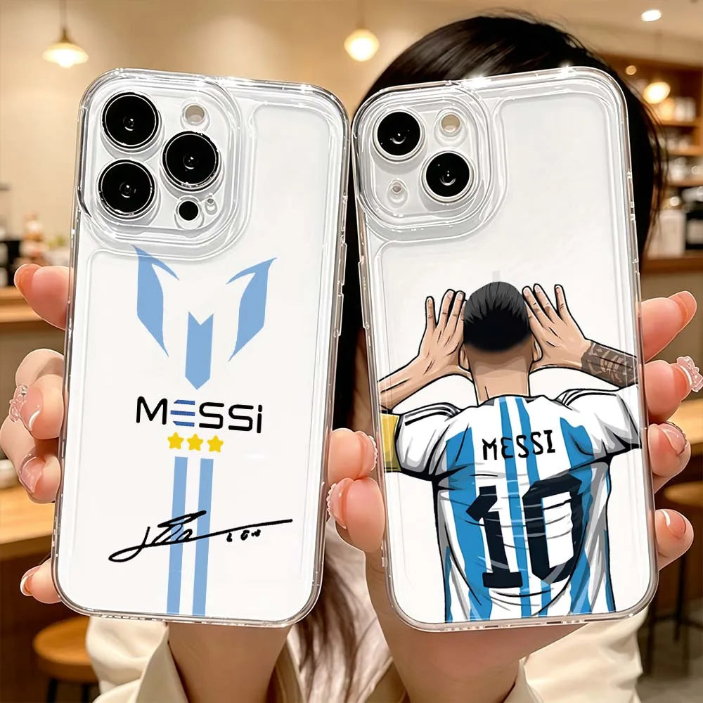 Messi Football Design Clear Protective Case For iPhone 11 12 13 14 15 16 17