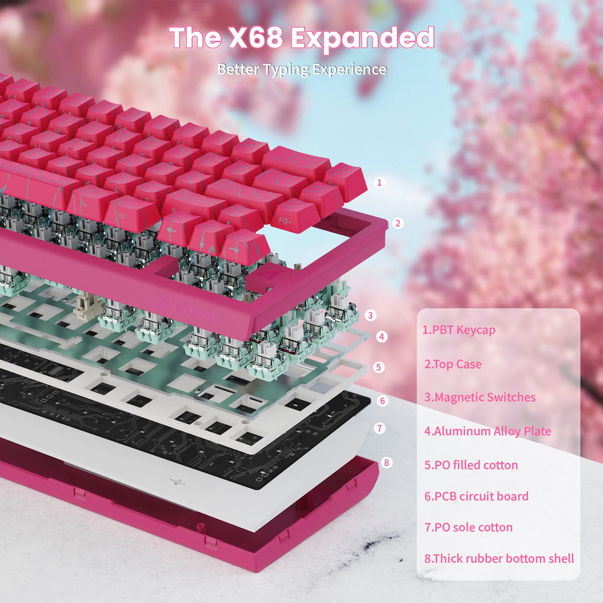 ATTACK SHARK X68HE X68PRO HE Magnetic Axis Gaming Keyboard Wired 8K Return Rate 5000mAh Battery Web Driver PBT Keycaps Esports