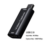4K Video Capture Card USB 3.0 USB2.0 HDMI-compatible Grabber Recorder for PS4 Game DVD Camcorder Camera Recording Live Streaming