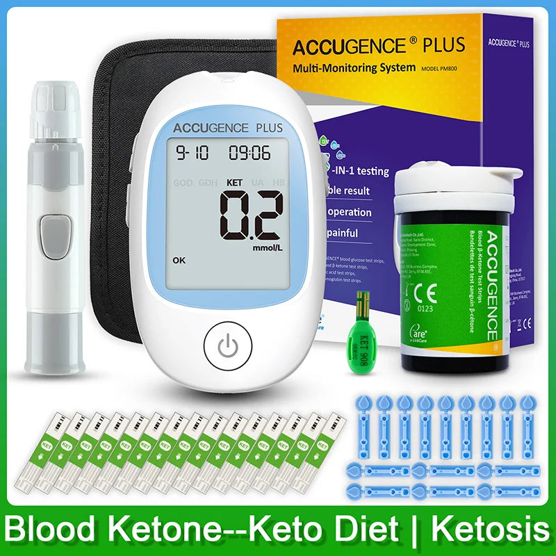Multi-function Blood Ketone Meter Kit with Ketone Test Strips, Ketone Monitoring for Keto Diet, Ketosis, Fast & Accurate Results