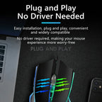 Wired Gaming Mouse RGB Breathing Light 3 Level Adjustable DPI Ergonomic Symmetric Design Skin Friendly Surface Computer Mice