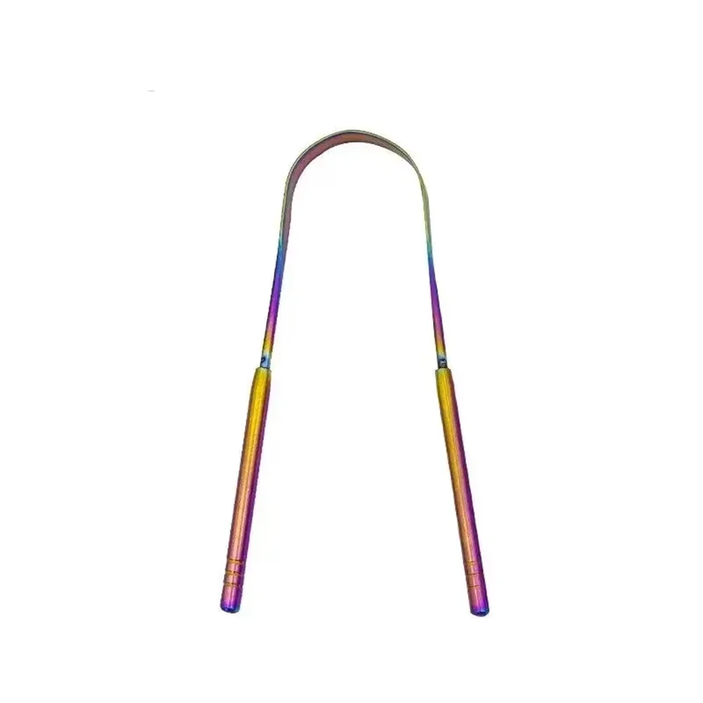 4 Colors Thicken Stainless Steel Tongue Scraper U-shaped Metal Fresh Breath Cleaning Coated Tongue Toothbrush