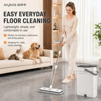 Joybos Ultra-Slim Flat Mop and Bucket System, Hands-Free Wash & Dry Floor Mop Set with 2 Microfiber Pads, 360° Swivel Mop with Squeegee Edge for Hardwood Tile Laminate