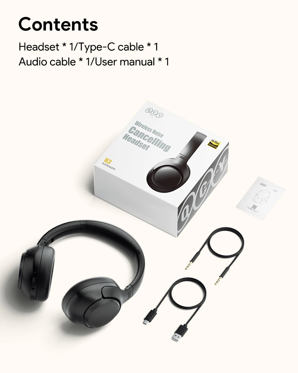 QCY H3 ANC Wireless Headphones Bluetooth 5.4 Hybrid Noise Cancellation 60H