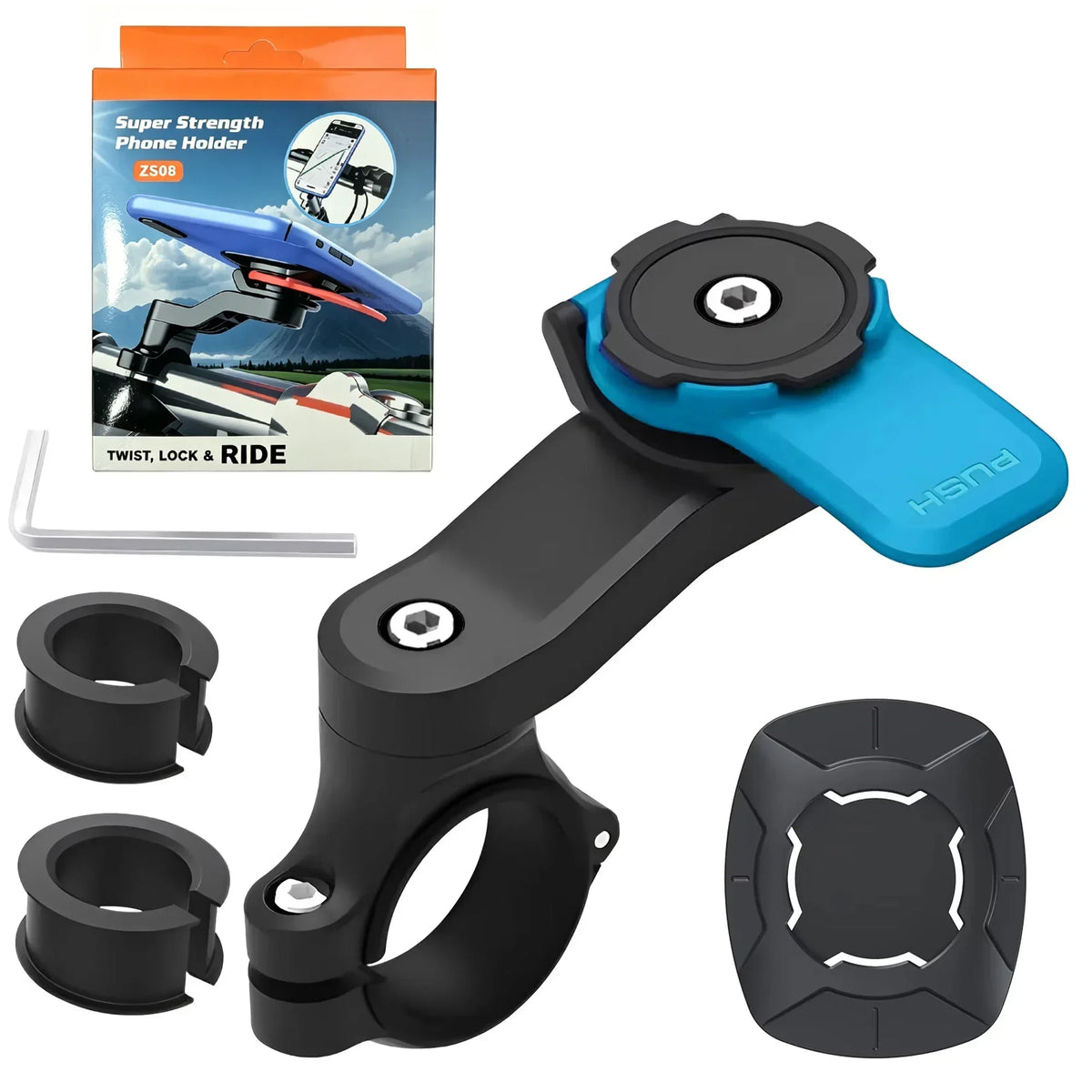 1set Motorcycle, Bicycle Handle, Mobile Phone Holder, Detachable 360 ° Rotating Shock-absorbing Mobile Phone Holder