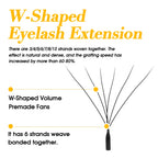 MASSCAKU 12Lines Premium Mink 3D 4D 5D 6D Pre-made False Eyelash W Shape Soft and Natural Individual Lash Extension Supplies