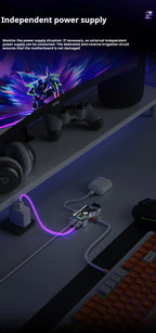 HMLAB ZNEO Gaming USB Hub - 2-to-3 Port, 8K Hz, Independent Power, With Screen, Trendy for Gaming Ambience Desk Setup