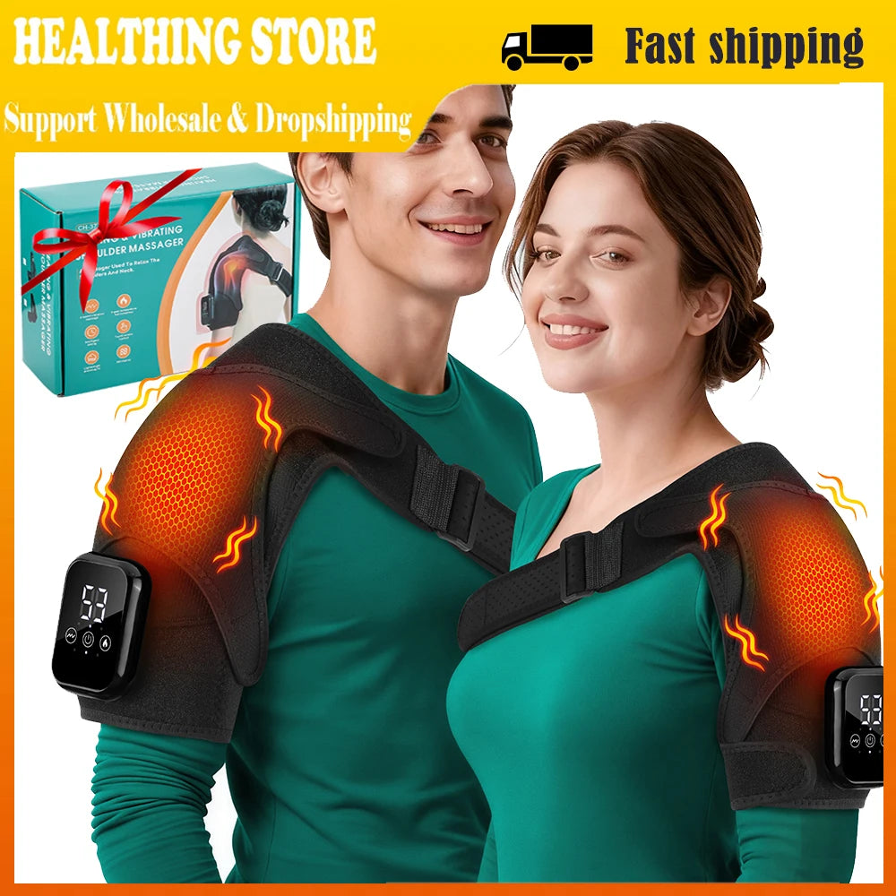 Enlarge Electric Heating Shoulder and Knee Massager 3 Levels Electric Vibration Muscle Relax Belt For Arm Muscle