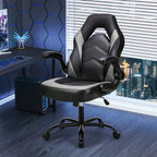 Big And Tall Office Desk Leather Gaming Computer Chair With Adjustable Swivel Task And Flip-Up Arms For Adults