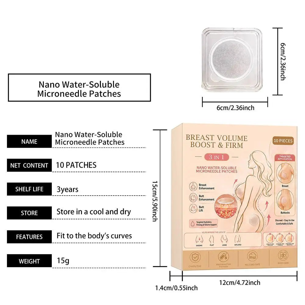 Breast Volume Boost Firm Patches 3 in 1 Nano Water Soluble Microneedle Body Care for Breast Butt Lift Targeted Hydration