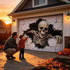 Halloween Garage Door Decorations Large Spooky Thick Fabric Vibrant Halloween Garage Door Banner Cover Decorations for Home Yard