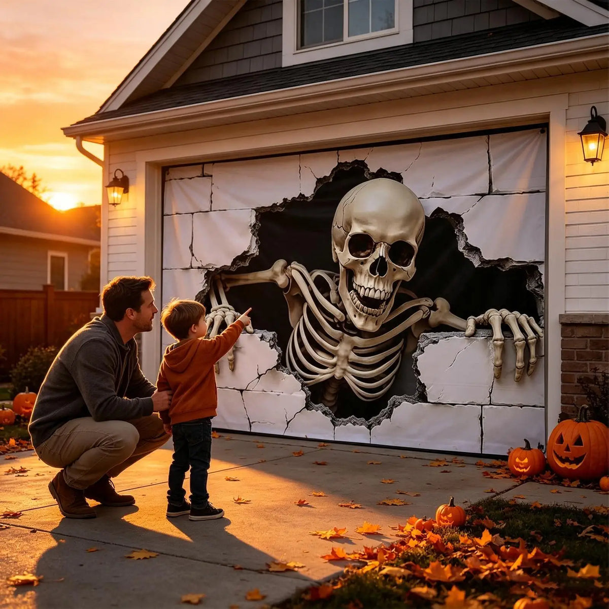 Halloween Garage Door Decorations Large Spooky Thick Fabric Vibrant Halloween Garage Door Banner Cover Decorations for Home Yard