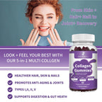 Collagen Complex Gummies, with Biotin & Vitamin C, Supports Skin, Hair, Nail, Joint Wellness, Gut Health & Digestion, Anti-Aging