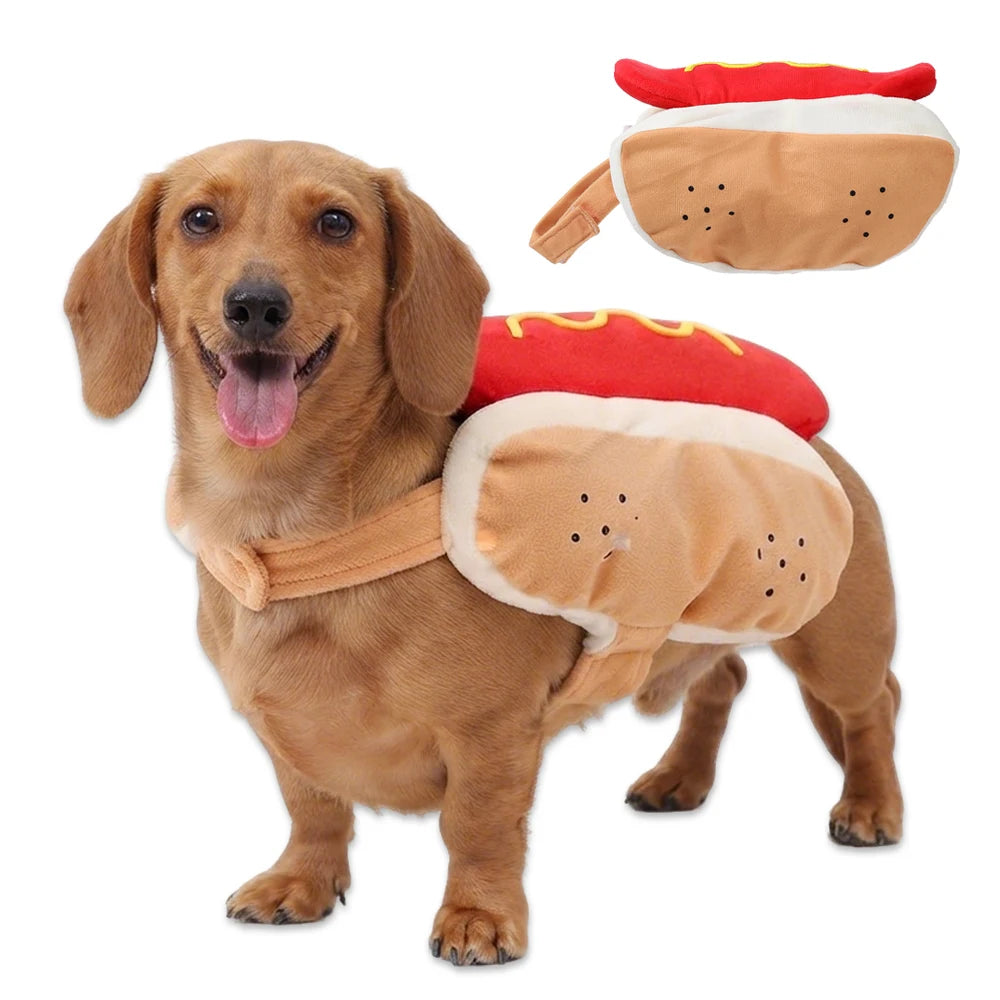 Halloween Pet Hot Dog Costume Funny Small Dogs Outfits Cute Soft Puppy Clothes Cat Dress Up Costume for Party Photo Shooting