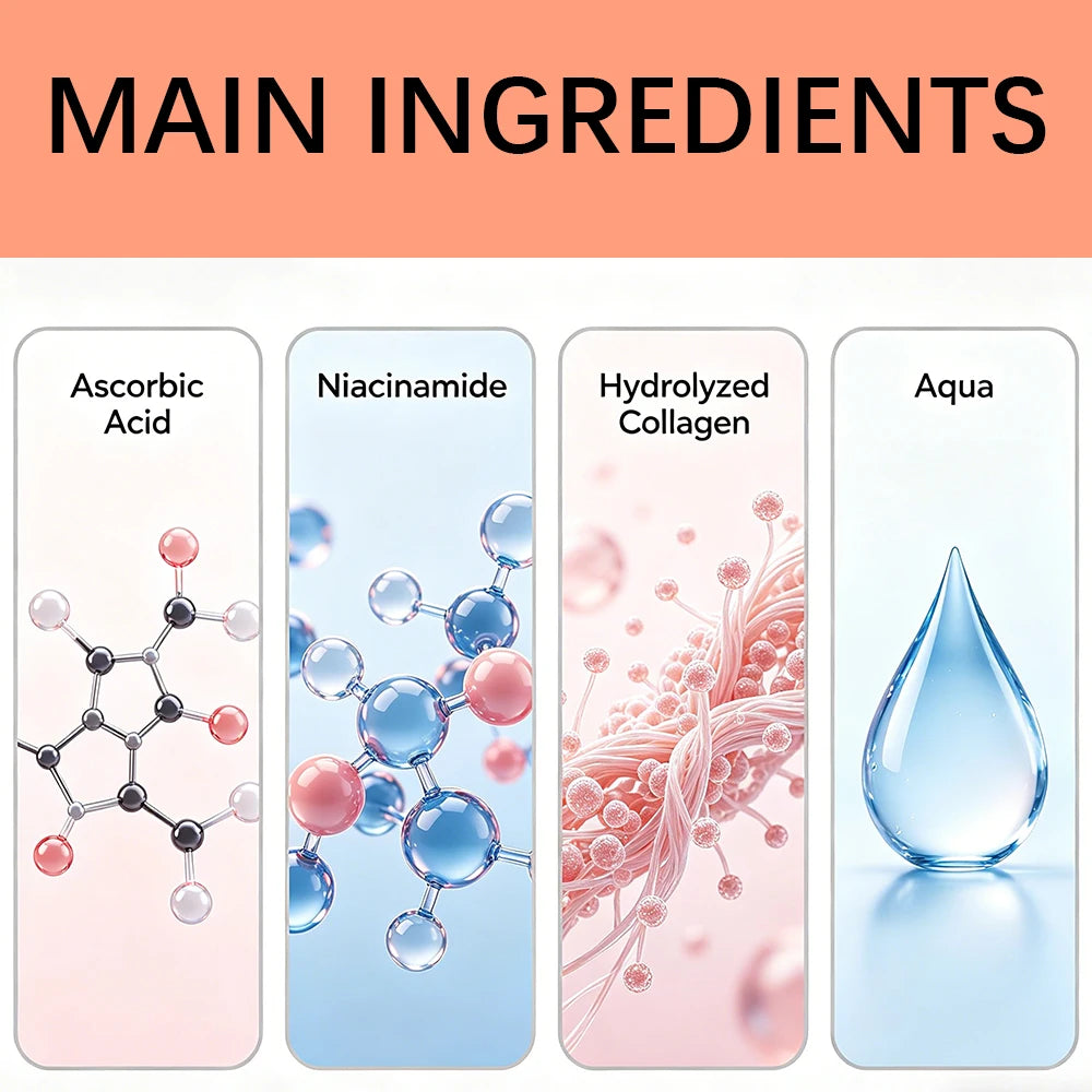 JUINHOU Vitamin C Skin Care Serum Cream Set Brighten Moisturizing Oil-Control Improve Uneven Skin Tone For Dull Skin Daily Care