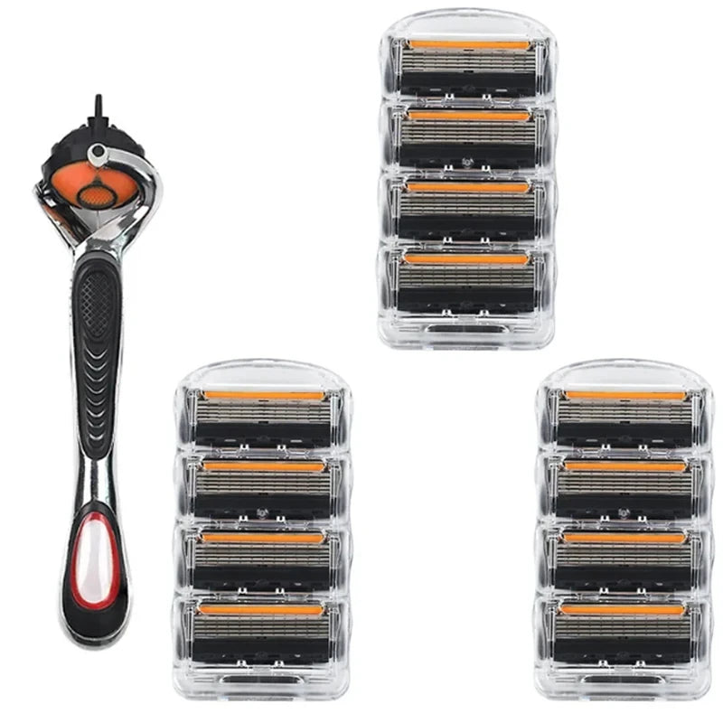 5-Layer Replaceable Safety Blades, Men's Manual Razor, Stainless Steel Blades, Suitable for Daily Facial Cleaning and Care