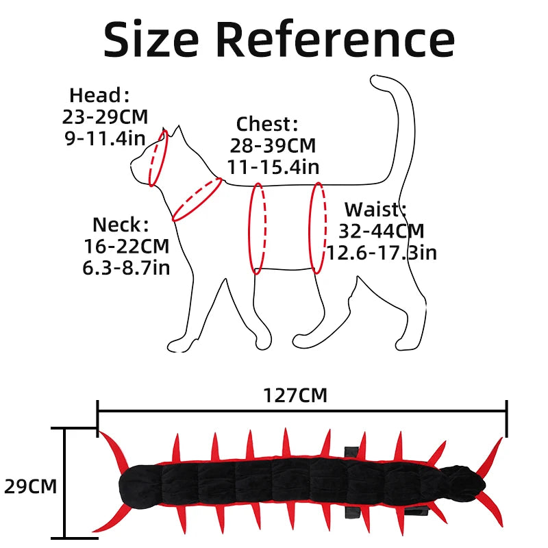 Halloween Costume for Cats Realistic Centipede Small Pets Costume Funny Pet Dress-Up Outfit Cute Cat Costume for Party & Holiday