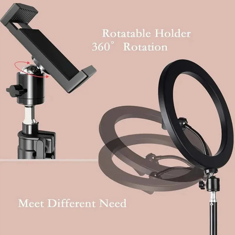 Anillo de luz LED de 26 cm con soporte de trípode - Kit de iluminación regulable de 10" para fotografía y transmisión en vivo, selfies y videos