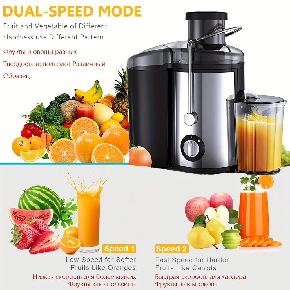 Multi Functional Juicer, Juicer, Suitable for Vegetables and Fruits - Wide Inlet for Easy Juice Extraction,3-Speed Setting, Easy to Clean, BPA Free, High Juice Yield, Fast Juicing Speed, Ideal Choice for Healthy Living and de
