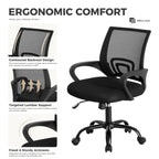 JHK Ergonomic Office Desk Gaming Chair Mid Back with Lumbar Support Rocking Mode Height Adjustable with Fixed Armrest For Office