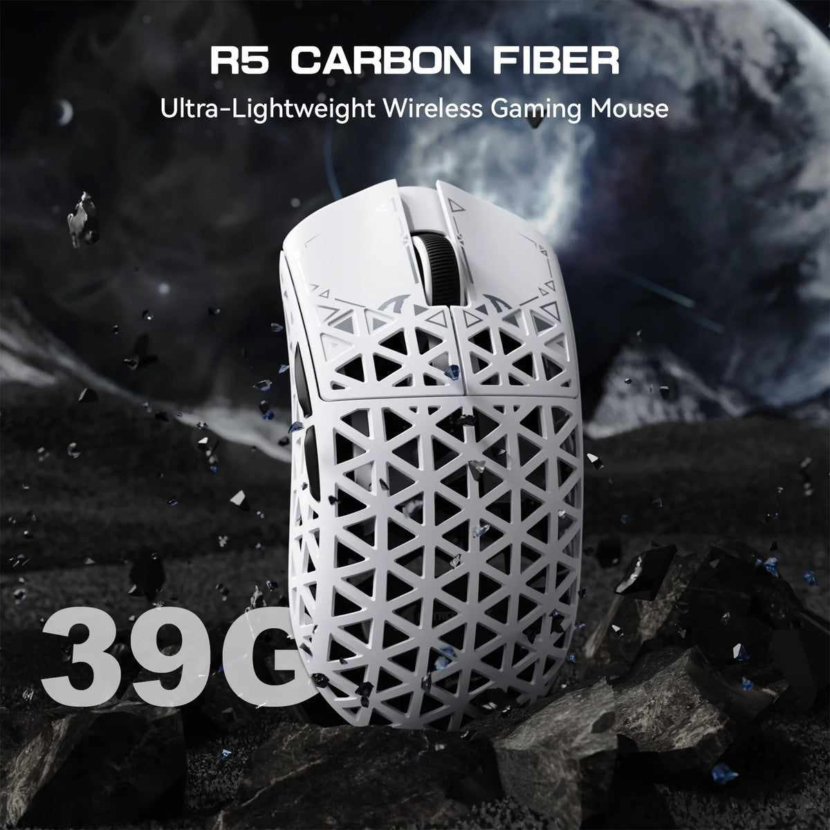 ATTACK SHARK R5 Ultra Carbon Fiber Wireless Gaming Mouse ,39g SUPERLIGHT , 8K Polling Rate, PAW3950MAX Sensor (42000 DPI),