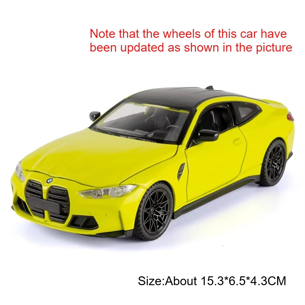 Scale 1:32 M4 X3M Toy Car Model Pull Back Music Light Doors Opened Miniature Vehicle Metal Diecast Models Kids Educational Gifts