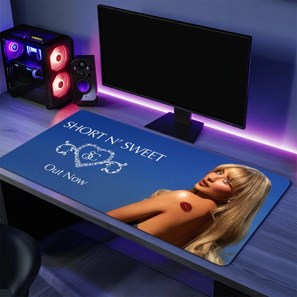 Singer S-Sabrina C-Carpenter Short n Sweet S Mouse Pad Large Desk Mat Keyboard Ergonomic Office Rubber Game PC Non-slip Anti-fra