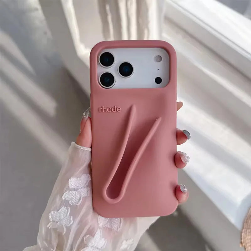 Hot‑Trend Rhode Lip Gloss Holder Cover for iPhone 11‑17, Anti‑Drop 3D Design Thick Silicone Single Shell Phone Accessory