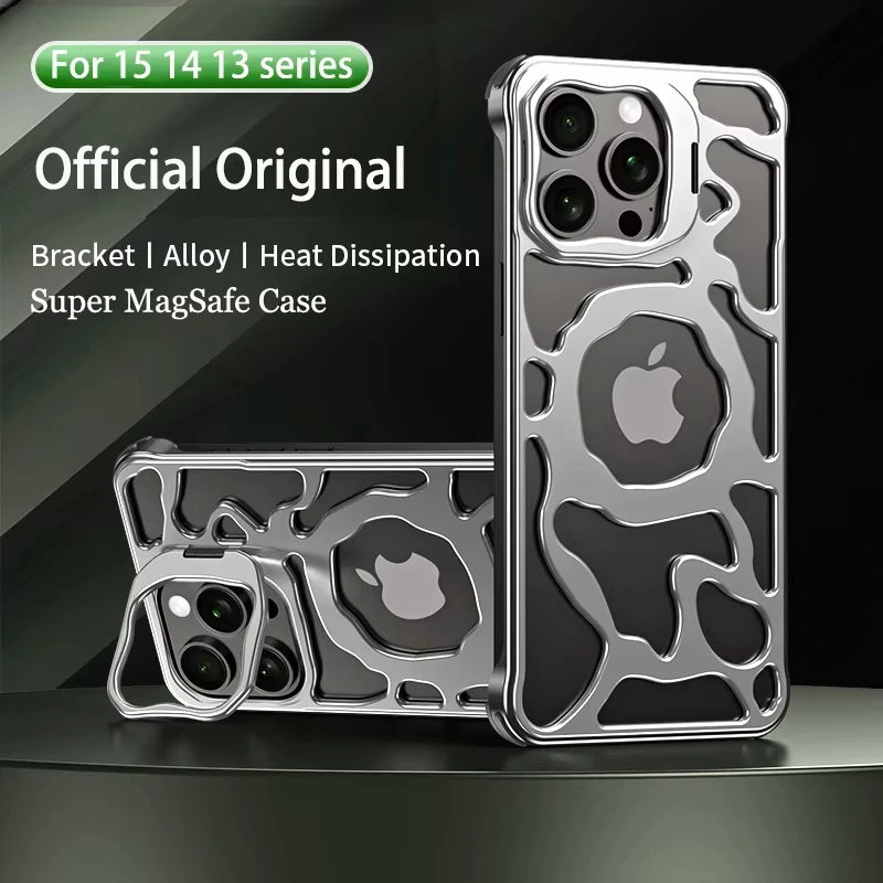 Titanium Aluminum Case for iPhone 16 15 14 13 Pro Max MagSafe Cooling Cover