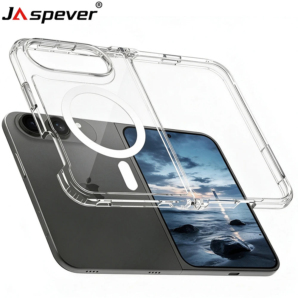 Strong Magnetic For Magsafe Case For iPhone DUO 18 Fold iPhoneDUO iPhone18Fold Clear Hybrid Shockproof Hard Cover Soft Shell