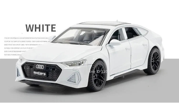 1:32 RS7 Sportback Miniature Model Toy Cars Alloy Diecast 6 Doors Opened with Pull Back Rubber Tires Ornament Vehicle Toys Gifts