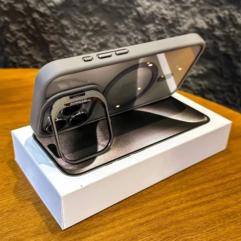 Luxury Magnetic Shockproof Phone Case For iPhone 16 15 14 13 12 17 18 Pro Max For Magsafe Funda Stand Glass Lens Protector Cover