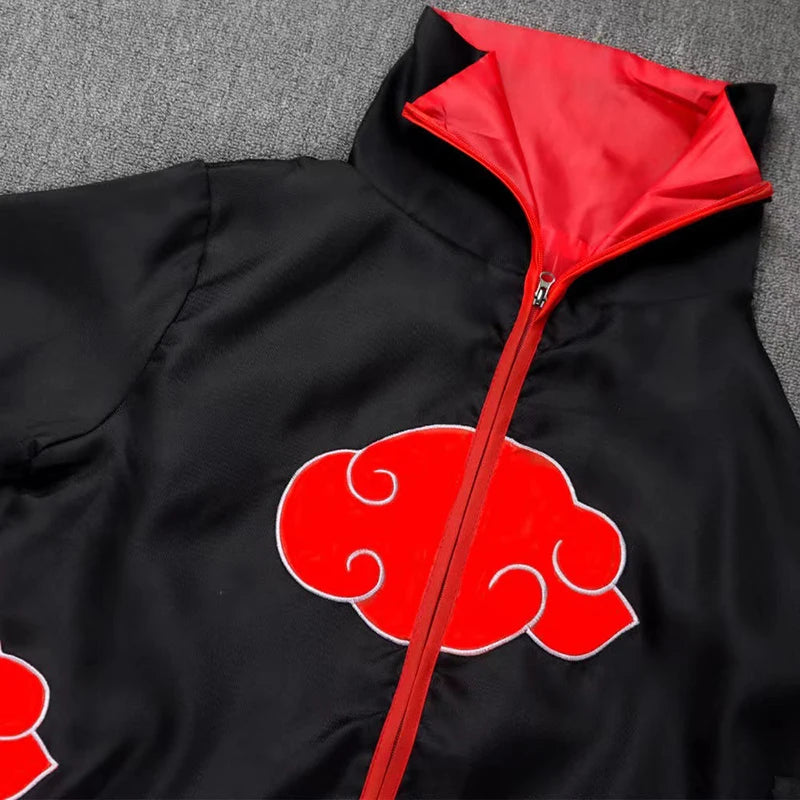 Bilibili Anime Akatsuki Deidara Cosplay Ninja Costume Uchiha Itachi Red Cloud Cloak Robe Cloak Headband Props Halloween Clothes