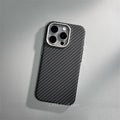 Relief Carbon Fiber Magnetic Case for iPhone 15 Pro Max 16 17 Pro Phone Cover Camera Metal Lens Protective Shell Hard PC Fundas