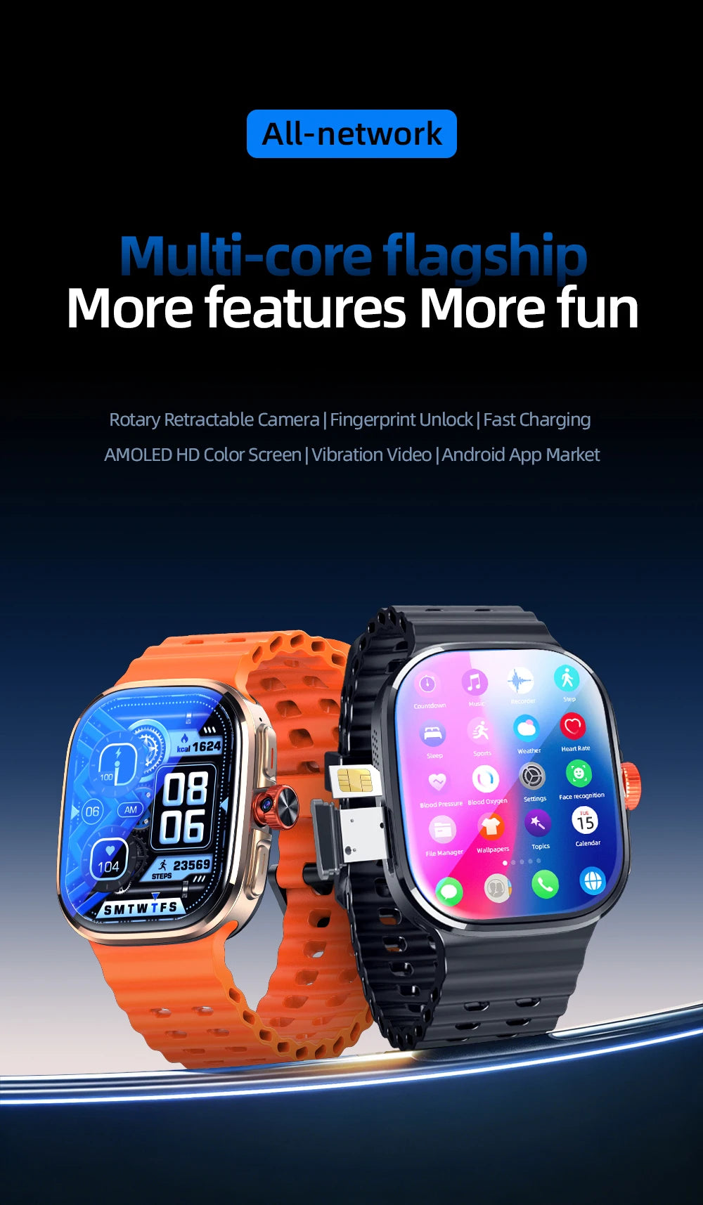 M99 Mini New Package 2.29inch Amoled Smartwatch 5G LTE Android Smart Watch With Rotary Camera GPS WIFI Sim Card Slot 2100Mah