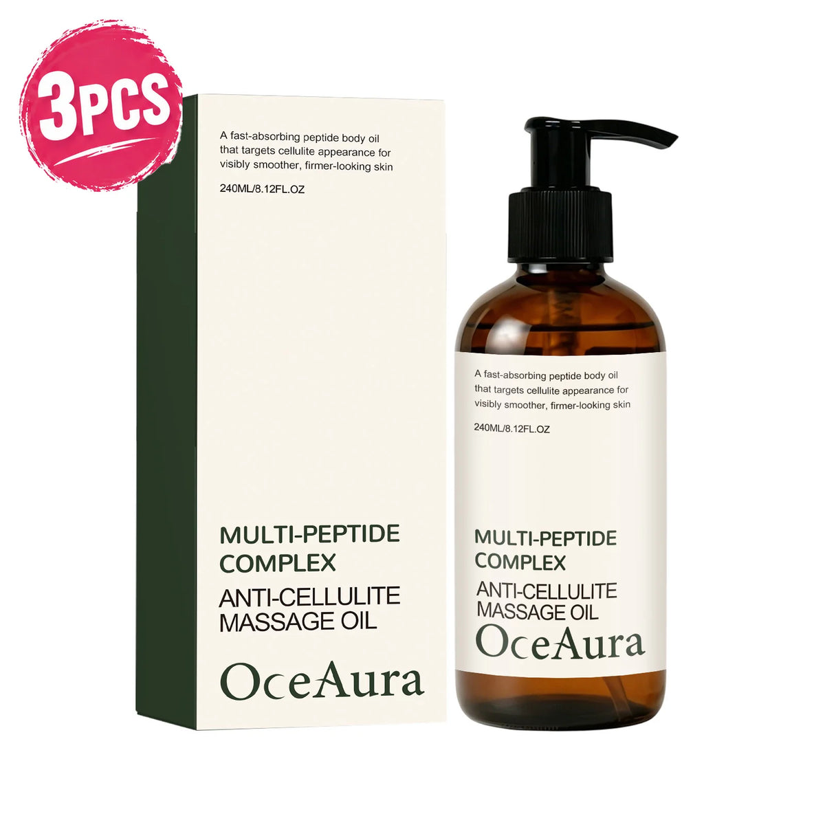 240ml Peptide Complex Anti-Cellulite Massage Oil Visibly Smoother Firmer Skin for Body Fast Absorbing Body Massage Care Oil