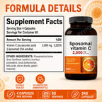 Liposomal Vitamin C 2000mg High Absorption Fat-Soluble 240 Capsules 60 Servings Non-GMO Gluten Free