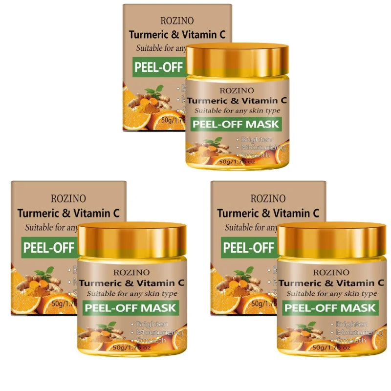 50g Turmeric and Vitamin C Peel-Off Mask, Brightens Skin Tone, Moisturizes, Smoothes, Nourishes, Tightens the Face, Anti-Wrinkle Skin Care, Firming and Lifting, Plumps Skin, Specially Designed for Large Pores and Loose Skin,