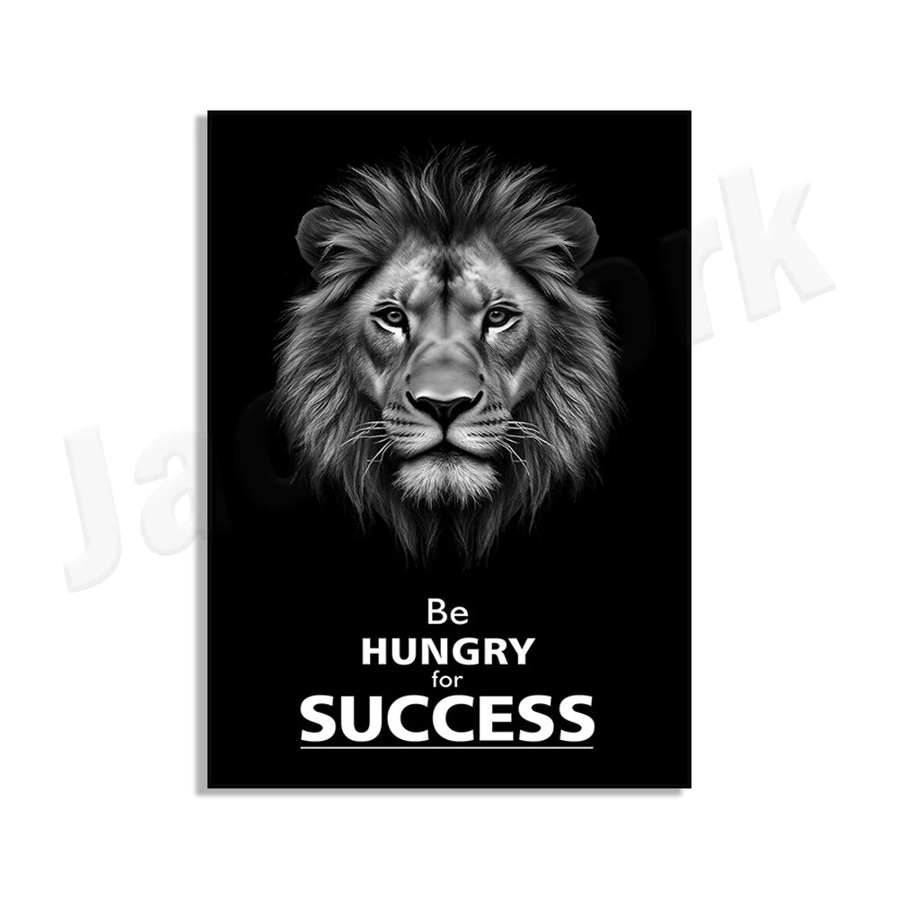 Motivational print, believe in yourself, never be afraid, awaken the beast within, animal motivational poster office decoration